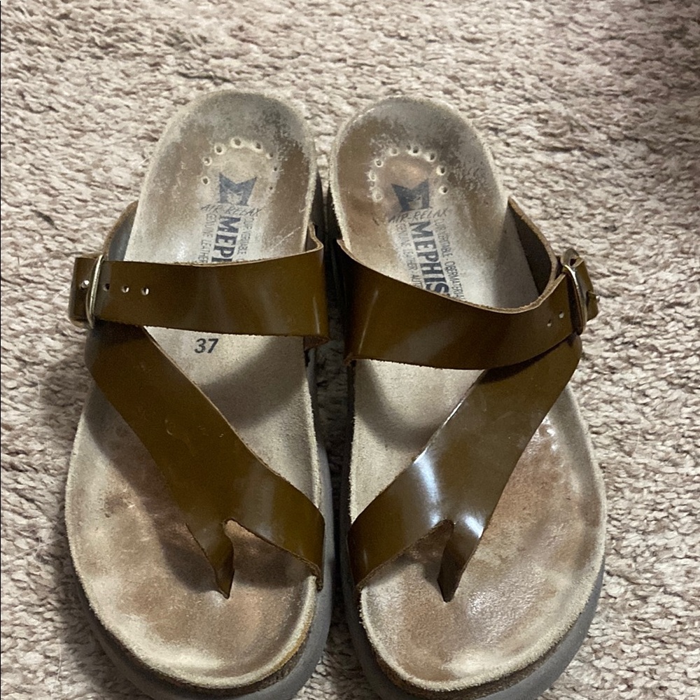 Mephisto Dark Brown Cross-Strap Sandals